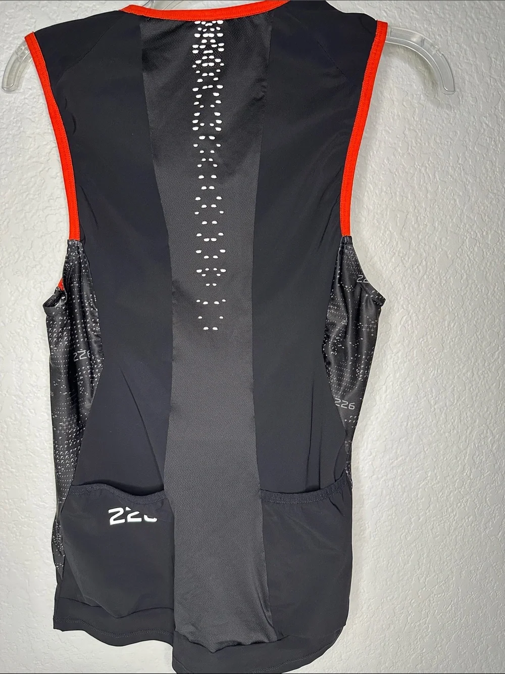 Orca Men's 226 Triathlon Top with Red Trim Sleeveless Stretchskin Swim Top XL
